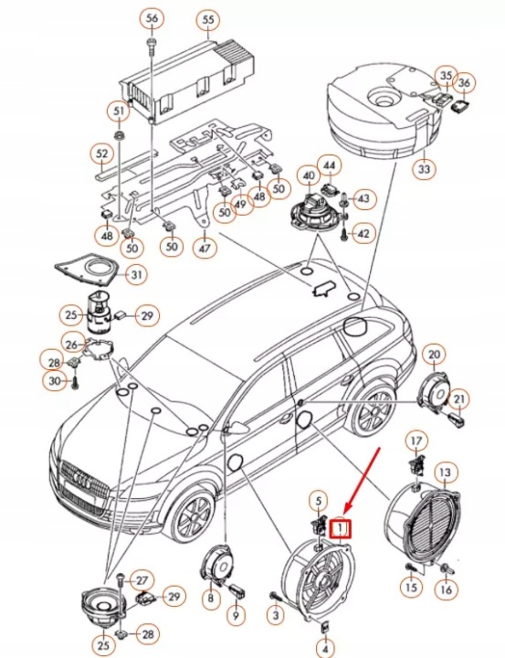 фото №7, Audi q7 4l передній door mid-range bass speaker 4l0035415a
