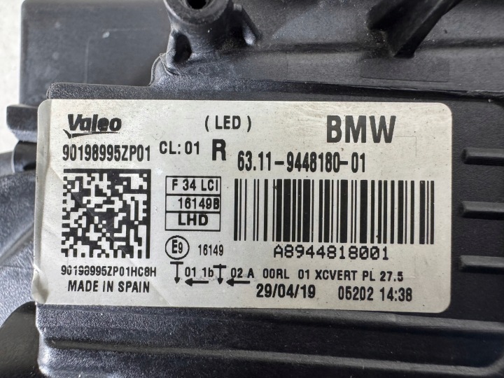 фото №16, Bmw 3 gt f34 lci рестайлинг полный led адаптивный фара правая перед фара тень