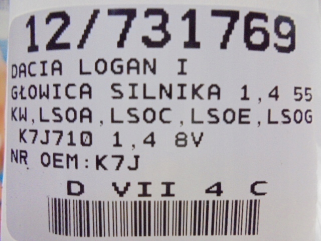 фото №9, Dacia logan i головка двигателя 1,4 55kw k7j710