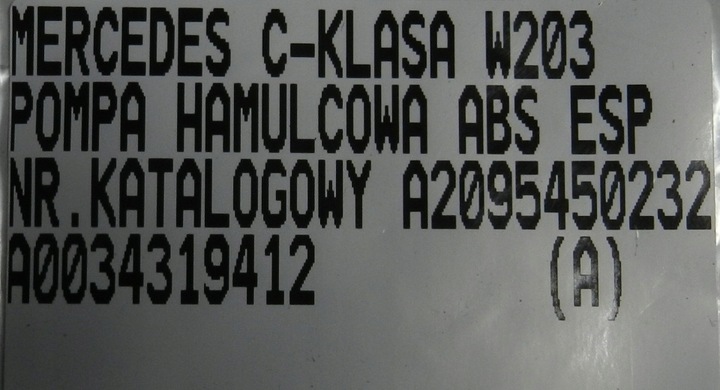 фото №7, Mercedes c-klasa w203 насос abs a2095450232
