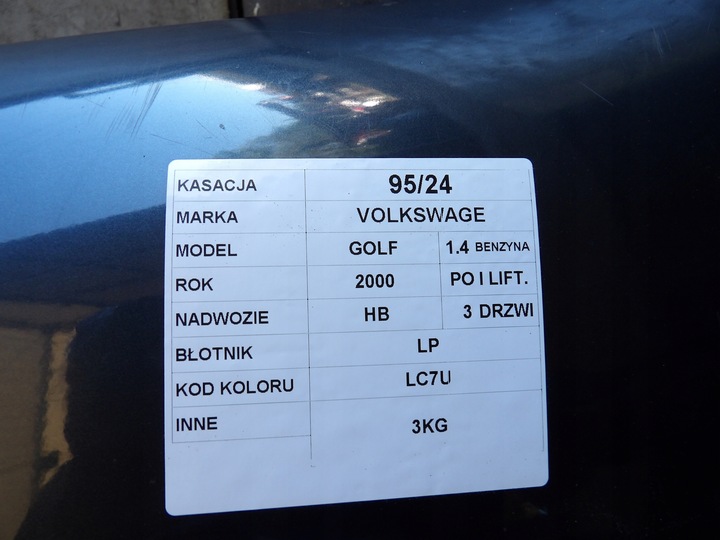 фото №8, Vw golf iv крыло переднее левый рестайлинг lak. lc7u