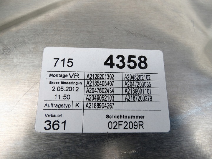 фото №13, Подъемник механизм стёкла правый перед переднее mercedes cls w218