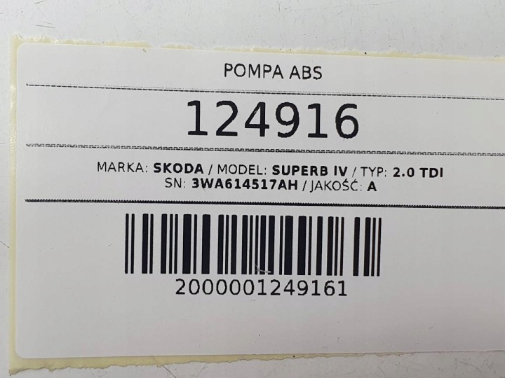 фото №9, Головний гальмівний циліндр abs skoda superb iv 2.0 tdi 3wa614517ah
