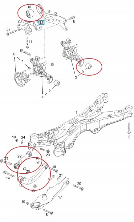 фото №14, Ford focus i 98-04 зад srl 8szt. комплект ричаг  втулки гумки комплект premium
