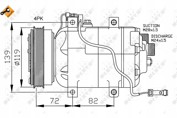 фото №8, Компресор кондиціонера vw passat/a4/a6 dcw17b