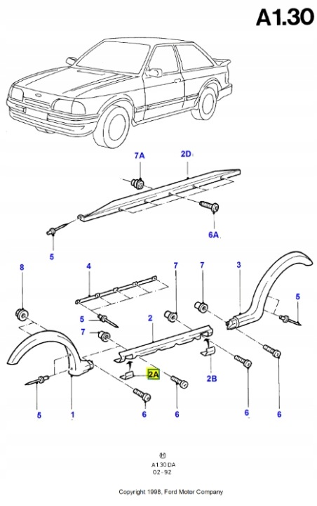фото №8, Молдинг порога левые перед ford escort/orion 1986-1990 da oem номер 1656357