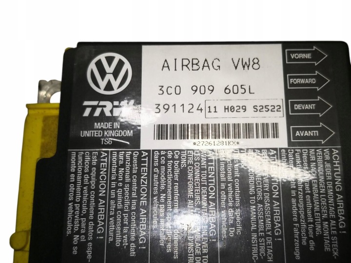 фото №7, Блок керування  модуль подушок безпеки airbag seat leon ii 3c0909605l 100% справний