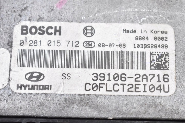 фото №6, Блок керування двигуном (ecu) 39106-2a716 0281015712 hyundai i30 1 i 1.6 crdi 116 km