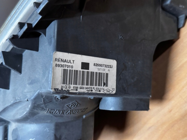 фото №9, Фара передняя главный левое англичанин renault megane ii 89307010 8200073222j