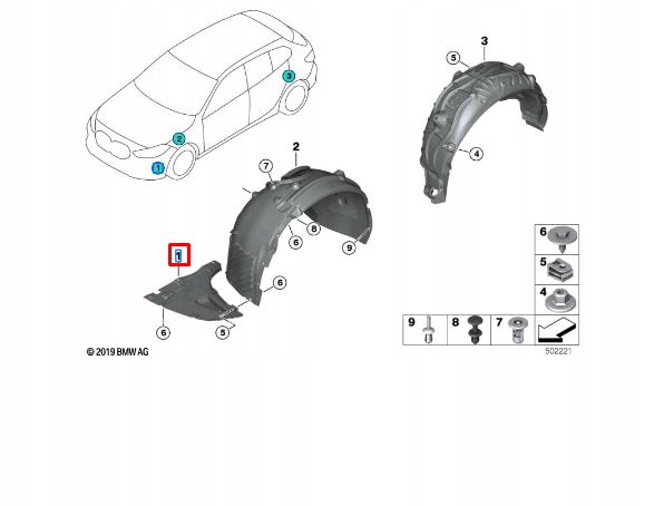 фото №11, Bmw 1 f40 захист підкрилки правого передньої 51757447034