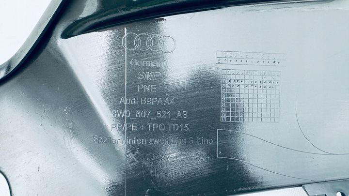 фото №9, Спойлер диффузор бампера заднего audi a4 b9 8w рестайлинг 8w0807521ab