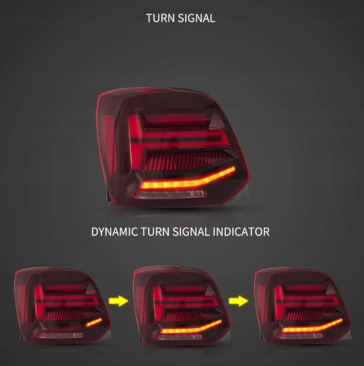 фото №10, Лампы задние kpl vland полный led neon тюнинг red vw polo v 5 6r 6r0 2009-2017
