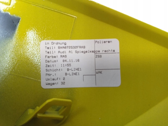 фото №9, Оригинальная новая корпус защита зеркало комплект audi a1 2011-2018 macaogelb