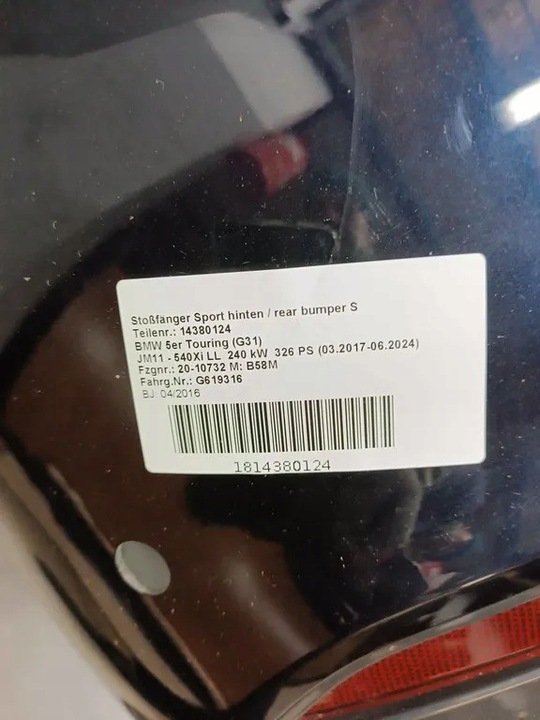 фото №6, Bmw 5 g31 бампер зад kol.416