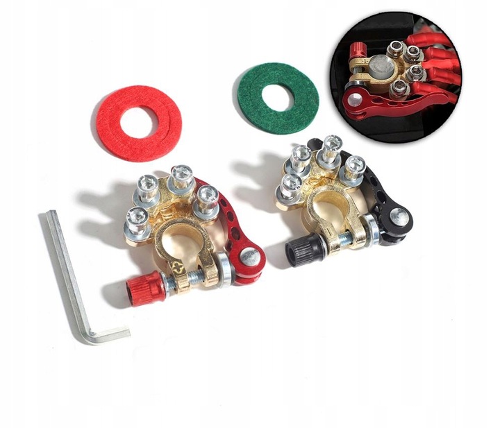 фото №10, 2x клеммы + - соединители зажимы зажимов акумулятора положительный отрицательный авто