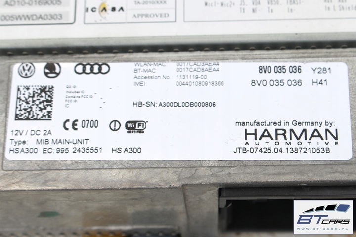 фото №6, Audi a3 набор mmi 3g+ монитор + считыватель mib панель 8v0035036 8v0919604a 8v0
