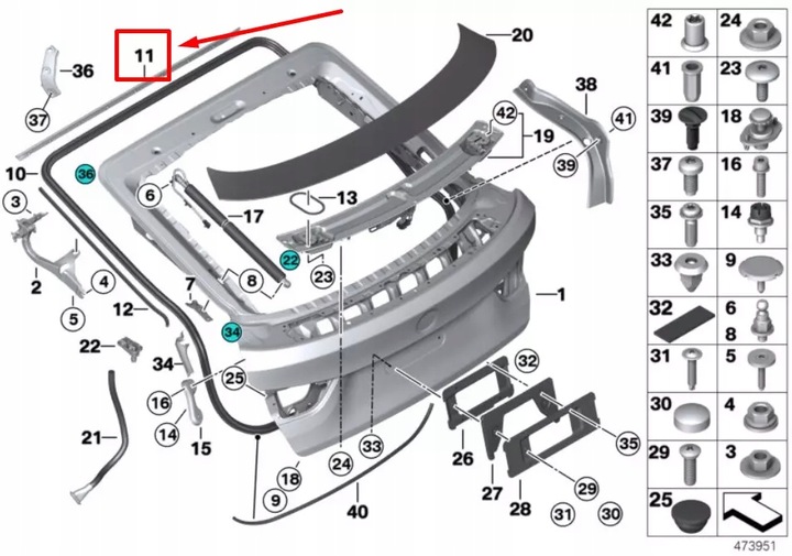 фото №7, Bmw 4 gran купе f36 rear roof gap накладка 51767315969 7315969 oem