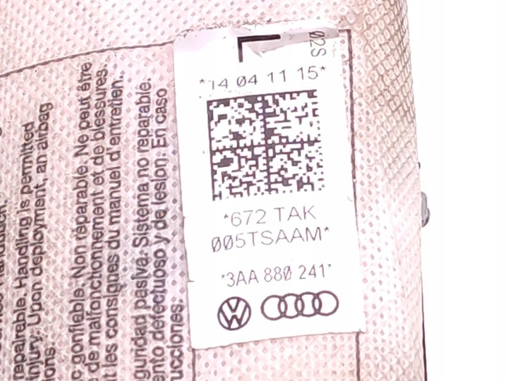 фото №7, Vw passat подушка безопасности подушка безопасности сиденья перед левый 2011 салон 4/5dr