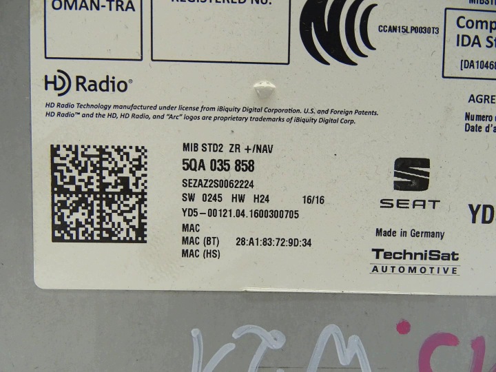 фото №9, Считыватель 2x карт sd навигация навигации mmi мультимедиа 5qa035858 seat leon iii 5f