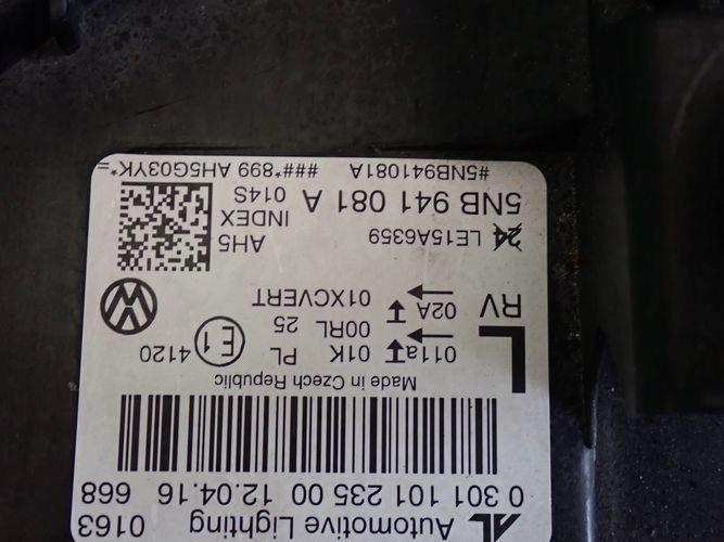 фото №7, Vw tiguan ii повний led 15- фара лівий лампа ліва