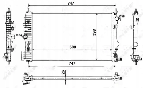 фото №1, Радиаторов воды 53774 nrf chevrolet opel saab 9-5