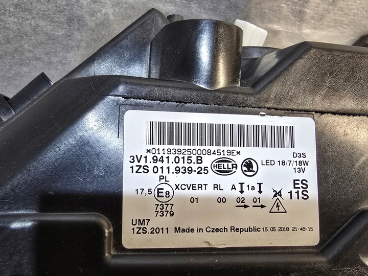 фото №15, Skoda superb iii 3v1 ксенон led левый правые поворотный фара лампа