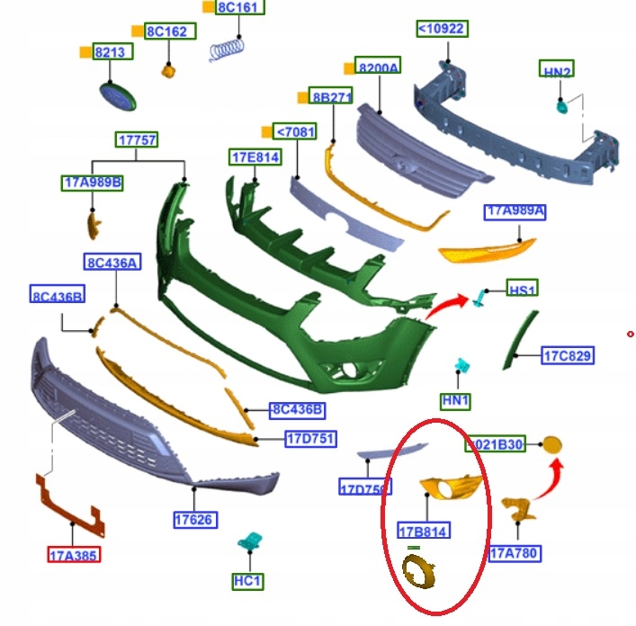 фото №14, Решётка правая галоген kuga mk1 2008-2012 ford оригинальный номер _ 1494041 _ 8v41-19953-aa