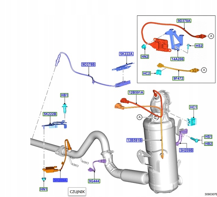 фото №12, Датчик nox вихлоп focus 19- mk4 1.5 tdci ecoblue- 2452571 _ jx61-5l239-ea