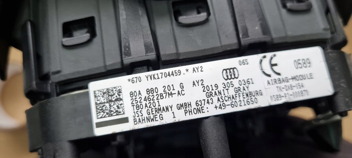 фото №8, Q5 80a sq5 подушка безопасности air bag подушка безопасности водителя 80a880201g