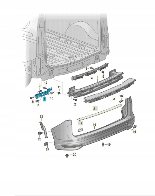 GLISSIÈRE FIXATION PARE-CHOCS GAUCHE ARRIÈRE FORD TOURNEO 2023 2K7807393D 2k7807393d