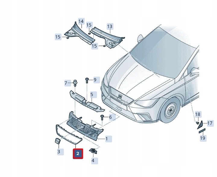 фото №7, Seat ibiza v kj1 передній радіатор решітка surround trim 6f0854643b2zz