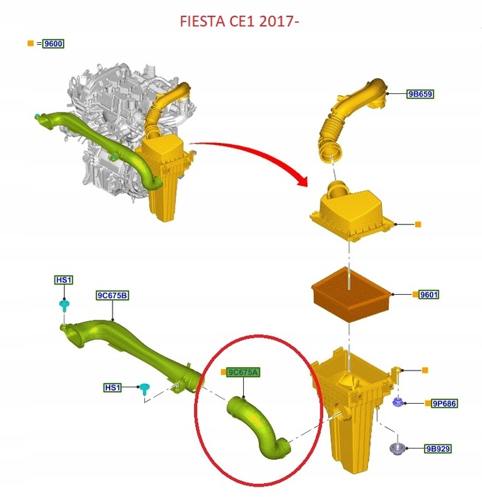 фото №13, Труба воздуховод колено воздуха ford fiesta mk8 1.1