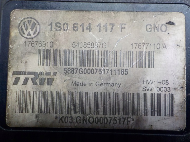 фото №8, Vw up! mii skoda citygo блок управления abs 1s0614117f trw