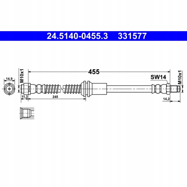 фото №9, Ate 24.5140-0455.3 шланг гальмівний гнучкий