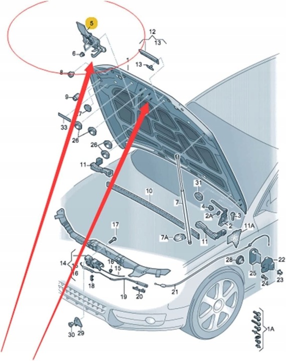 фото №11, Замок капота крышки двигателя audi a4 2007-,