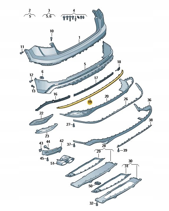 фото №1, Планка декоративна audi q8 бампер зад задня середня оригінал sline sq8