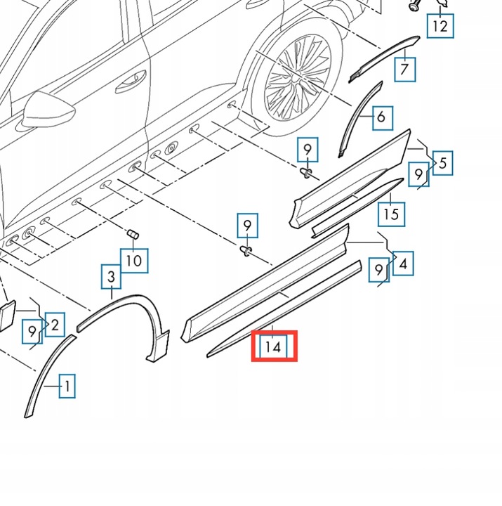 фото №7, Seat ateca планка двері лівий перед чорний акрил l041 нове оригінал