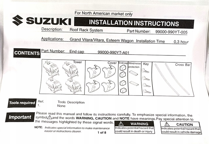 фото №10, Багажник крышный поперечины держатель na рейлинги suzuki vitara новое оригинальный номер