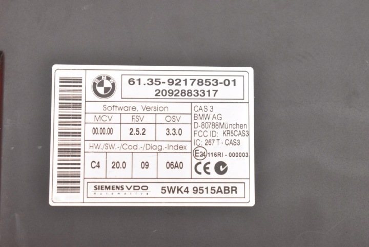 фото №9, Блок керування  модуль cas 9217853 bmw e90 e91 3.0i 218 km рестайлінг 08-13