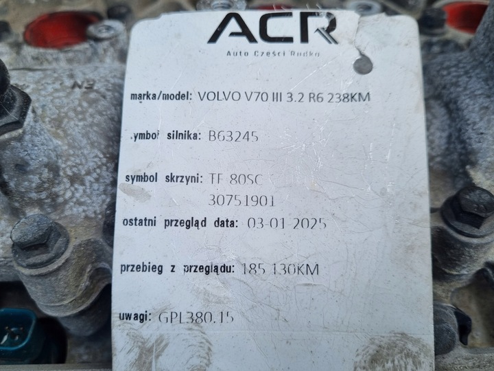 фото №12, Двигатель volvo s80 ii 3.2 бензин 238km udokumentowane 185tyś b6324s