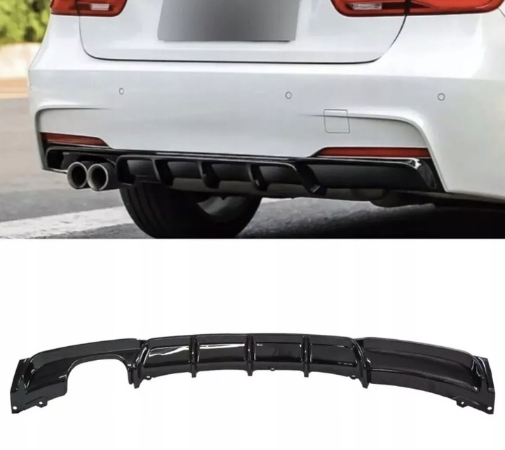 фото №12, Диффузор задний бампера m набор m sport 12-18 чёрный блеск для bmw f30 f31