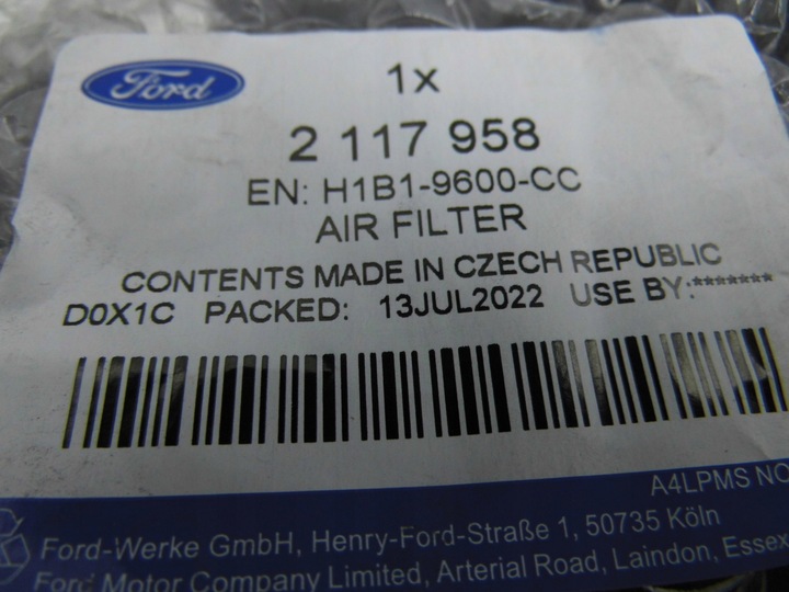 фото №12, Фільтр повітря 1.1l fox fiesta 2017- оригінальний номер