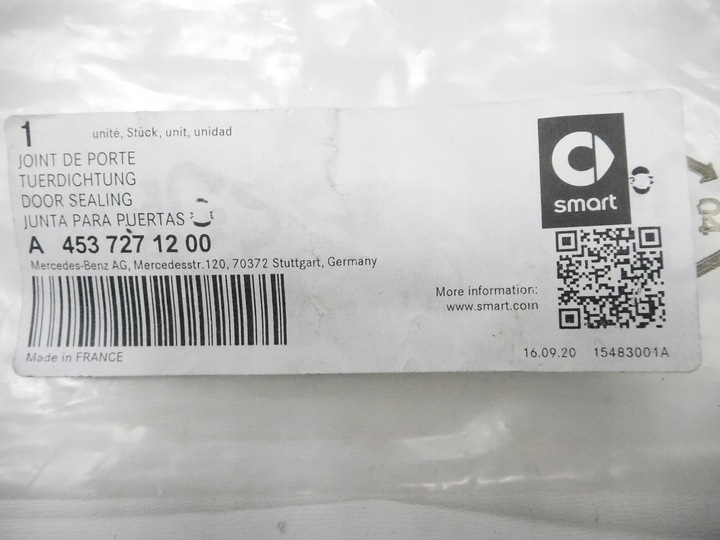 фото №8, Прокладка дверь smart 453 оригинальный номер a4537271200