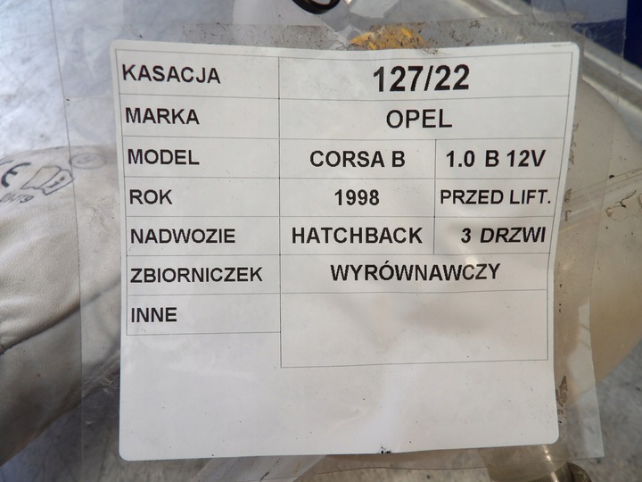 фото №5, Бачок wyrównaw. opel corsa b dbx005tt th157