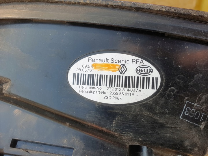 фото №9, Renault grand scenic iv лампа левый зад 265553283r 265556011r крыло+ крышка