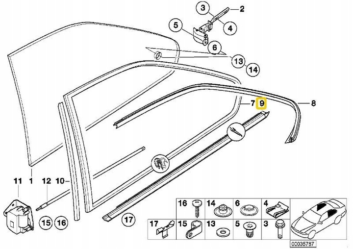фото №10, Bmw e36 купе планка прокладка скла відкидний оригінальний номер