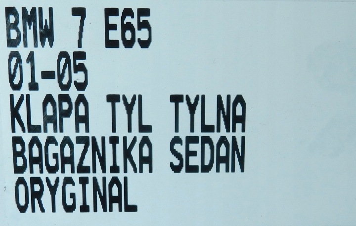 фото №8, Кришка багажника зад bmw seria 7 e65 01-05 sedan