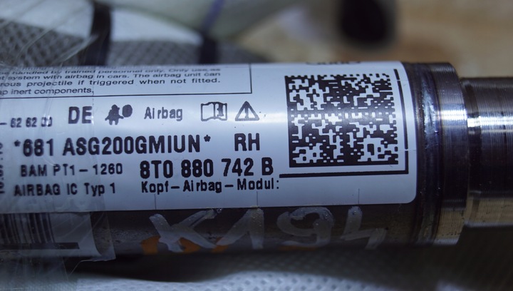 фото №5, Шторка подушка безопасности правая audi a5 8t рестайлинг купе 8t0880742b