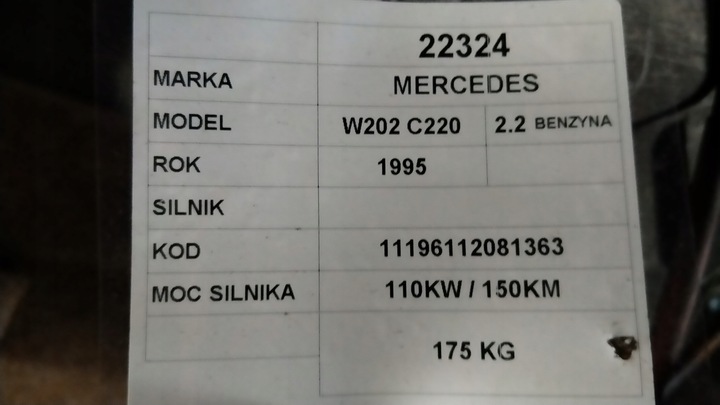 фото №6, Mercedes w202 2,2b 110kw 150km двигатель 111961