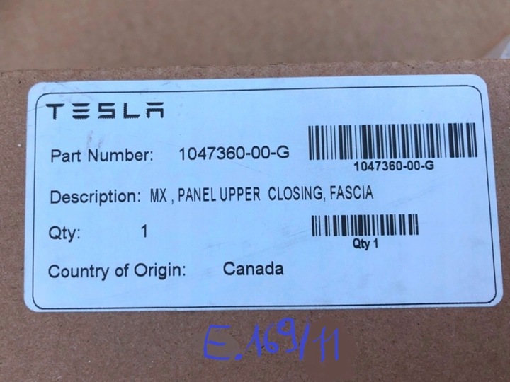 фото №12, Планка защита передняя dół бампера 1047360-00-g tesla модель x 2015-21